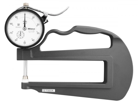 Толщиномер с циферблатным индикатором 0-1", 0,001", горловина 4,72", керамические контактные элементы (7322A)